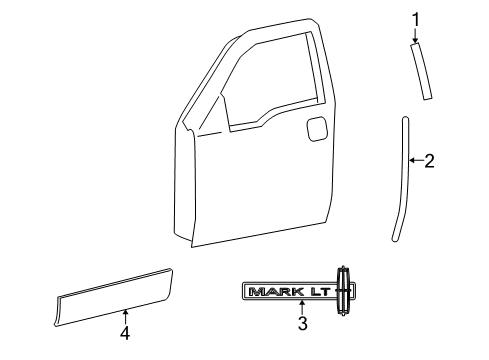 2007 Lincoln Mark LT Exterior Trim - Front Door Side Molding Diagram for 5L3Z-1620878-AA
