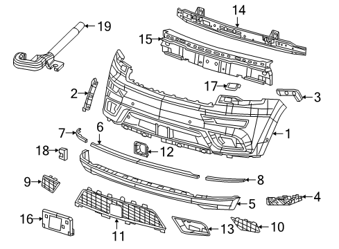 2019 Jeep Grand Cherokee Front Bumper Cover-Tow Hook Diagram for 68262019AA