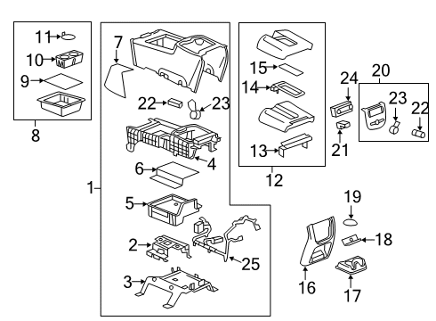 2009 GMC Sierra 1500 Center Console Compartment Asm-Front Floor *Titanium Diagram for 20779674