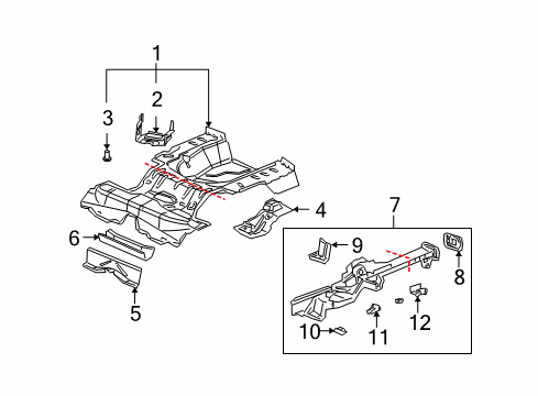 2006 Saturn Ion Rear Body - Floor & Rails Battery Tray Diagram for 15793349