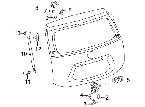 2019 Toyota Prius C Lift Gate Support Cylinder Diagram for 68950-52400