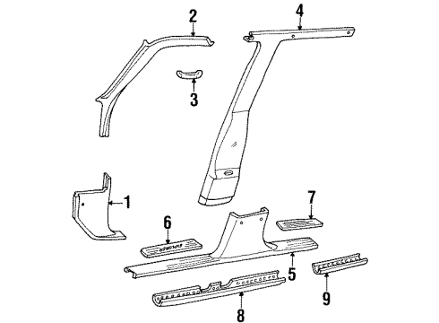 1998 Mercury Mountaineer Interior Trim - Pillars, Rocker & Floor Pillar Trim Diagram for F87Z7803599AAE