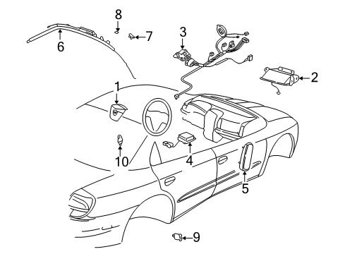 2003 Cadillac CTS Air Bag Components Discriminating Sensor Diagram for 25744736