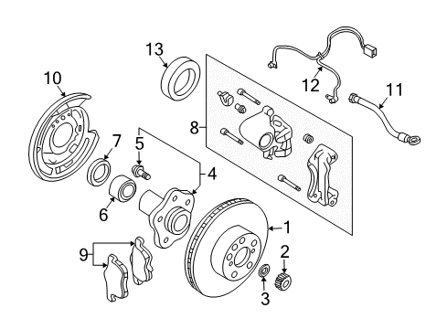 2003 Infiniti M45 Rear Brakes Rear Brake Plate Assembly, Left Diagram for 44030-AG000