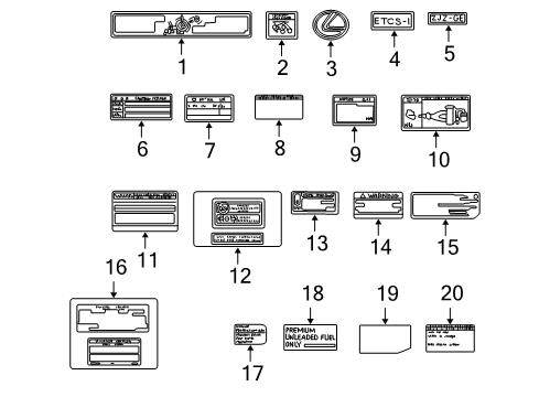 2003 Lexus IS300 Information Labels Plate, Engine Specification, NO.2 Diagram for 11277-46120