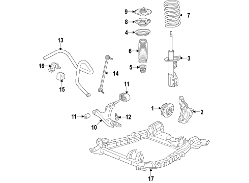 2013 Acura RDX Front Suspension Components, Lower Control Arm, Stabilizer Bar Bearing Assembly, Front Hub (Ntn) Diagram for 44300-T0G-951