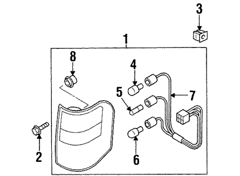 2002 Isuzu Axiom Bulbs Bulb, Combination Lamp (12V 27 /8W) Diagram for 8-97183-462-0