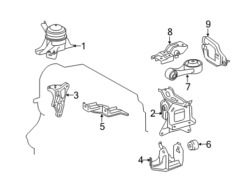 2018 Toyota Yaris Engine & Trans Mounting Torque Strut Bracket Diagram for 12313-0N010