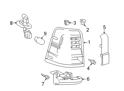 2018 Toyota Land Cruiser Bulbs Tail Lamp Assembly Cover Diagram for 81498-60020