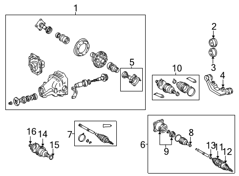1999 Lexus RX300 Axle & Differential - Rear Support, Rear Differential, NO.1 Diagram for 52380-48010