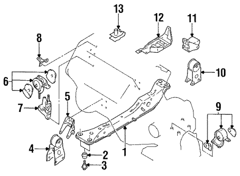 1996 Nissan Maxima Engine & Trans Mounting Member Assy-Engine Mounting Diagram for 11240-40U10