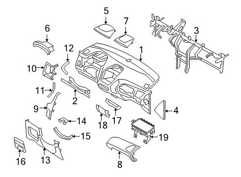 2013 Hyundai Tucson Instrument Panel Cover Assembly-Crash Pad Side LH Diagram for 84765-2S300-9P