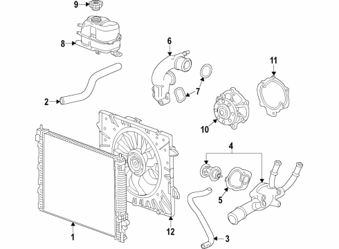 2021 Chevrolet Traverse Cooling System, Radiator, Water Pump, Cooling Fan Thermostat Housing Diagram for 12681133