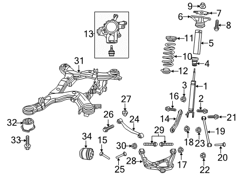 2022 Dodge Durango Rear Suspension SHOCK UPPER Diagram for 68464842AA