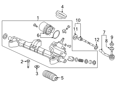 2017 Honda Accord Steering Gear & Linkage Rack, Power Steering Diagram for 53601-T2F-A94