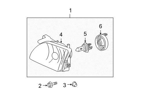 2004 Toyota Tacoma Bulbs Lens & Housing Diagram for 81150-04110