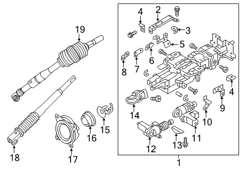 2022 INFINITI QX80 Steering Column Assembly COLUMN ASSY-STEERING, UPPER Diagram for 48810-6GY0C