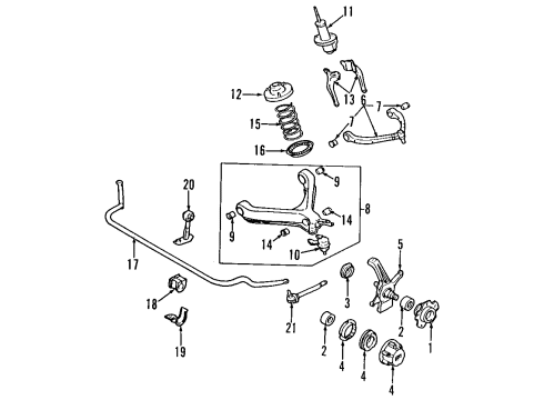 1996 Kia Sportage Front Suspension Components, Lower Control Arm, Upper Control Arm, Stabilizer Bar, Locking Hub Rubber-STABILIZER Diagram for 0K01V34156