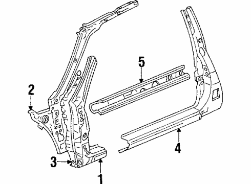 1992 Toyota Tercel Hinge Pillar, Rocker Pillar Diagram for 61024-16020