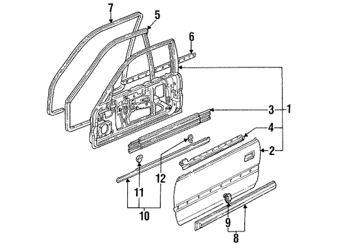 1990 Honda Accord Front Door & Components, Exterior Trim Weatherstrip, FR. (Lower) Diagram for 72321-SM2-003