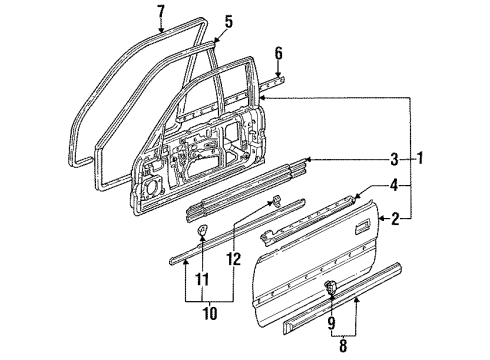 1990 Honda Accord Front Door & Components, Exterior Trim Protector, L. Door Diagram for 75322-SM2-A01