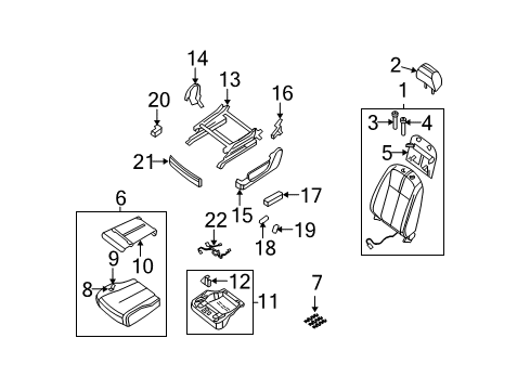 Diagram for 2009 Nissan Altima Front Seat Components 
