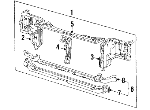 1988 Honda Accord Radiator Support Stay, Bulkhead Center Diagram for 60434-SE0-A00ZZ