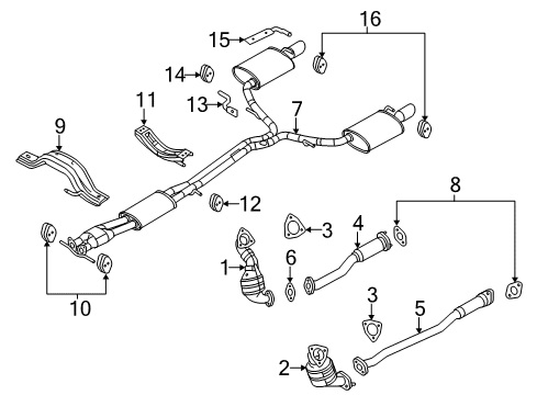 2017 Ford Police Interceptor Utility Exhaust Components Muffler & Pipe Diagram for JB5Z-5F250-C