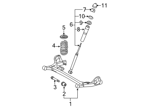 2010 Toyota Sienna Rear Axle, Suspension Components Shock Bumper Diagram for 48341-08030