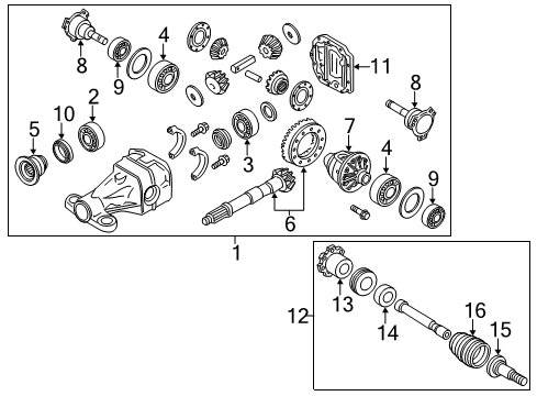 2011 Infiniti QX56 Axle & Differential - Rear Joint Assembly Outer Diagram for 39211-1LA1A