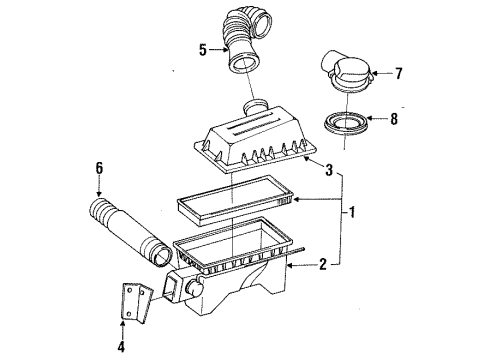 1996 Jeep Cherokee Air Inlet Cover-Air Cleaner Diagram for 53030707