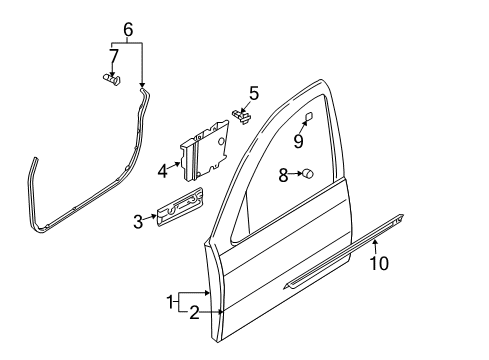 2000 Nissan Sentra Front Door MOULDING Assembly - Front Door Outside, LH Diagram for 80821-5M00A