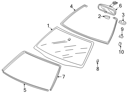 2002 Honda Accord Windshield Glass, Reveal Moldings Mirror Assembly, Rearview (Day/Night) Diagram for 76400-S84-A01