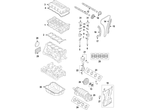 2017 Hyundai Tucson Engine Parts, Mounts, Cylinder Head & Valves, Camshaft & Timing, Oil Pan, Oil Pump, Crankshaft & Bearings, Pistons, Rings & Bearings, Variable Valve Timing Ring Set-Piston Diagram for 23040-2E920