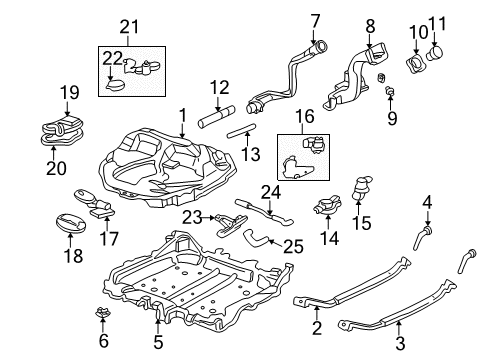1997 Honda Civic Fuel Supply Band Assembly, Driver Side Fuel Tank Mounting Diagram for 17522-S02-L00