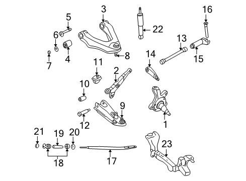 2002 Nissan Frontier Front Suspension Components, Lower Control Arm, Upper Control Arm, Stabilizer Bar, Locking Hub Rod-Compression, Front Suspension Diagram for 54472-01G00