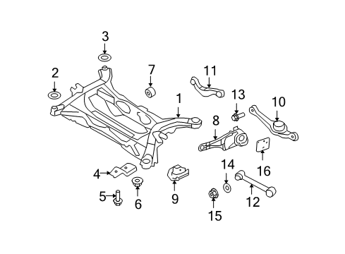 2007 Ford Edge Rear Suspension Components, Lower Control Arm, Upper Control Arm, Stabilizer Bar Trailing Arm Diagram for 7T4Z-5A972-AE