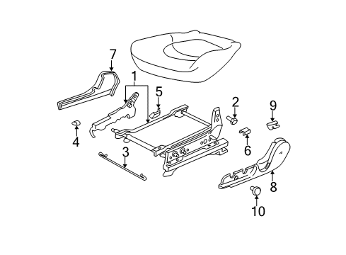 2001 Hyundai Sonata Tracks & Components Handle-Front Seat Height Adjust Diagram for 88904-38100-LT