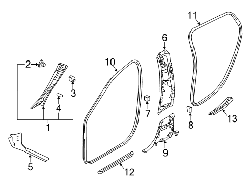 2019 Infiniti QX30 Interior Trim - Pillars, Rocker & Floor GARNISH Assembly-Front Pillar, RH Diagram for 76911-HW00D
