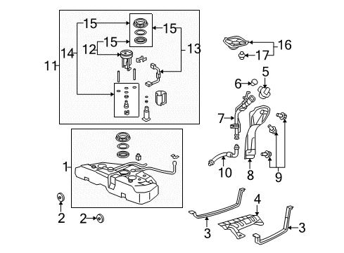 2014 Acura TL Fuel Injection Band, Passenger Side Fuel Tank Mounting Diagram for 17521-TA0-A00