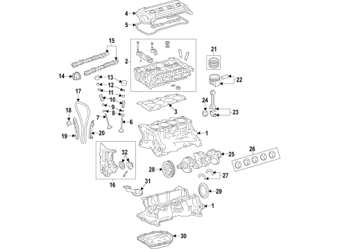 2020 Hyundai Veloster N Engine Parts, Mounts, Cylinder Head & Valves, Camshaft & Timing, Variable Valve Timing, Oil Pan, Crankshaft & Bearings, Pistons, Rings & Bearings Piston & Pin & Snap Ring Assembly Diagram for 23410-2GTB0