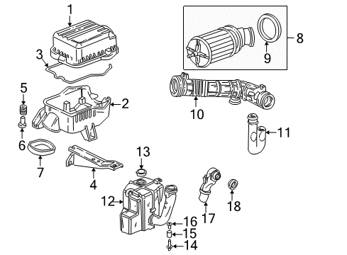 1997 Acura Integra Filters Cover, Air Cleaner Diagram for 17210-P72-000