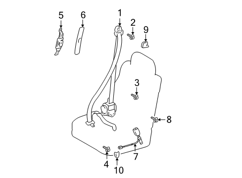 2001 Toyota Highlander Seat Belt Belt & Retractor Diagram for 73220-48040-A0