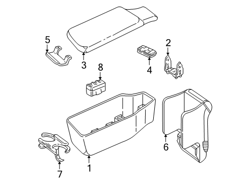 1997 Buick Park Avenue Front Seat Components LID, Front Seat Arm Rest Diagram for 12533103