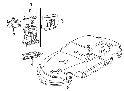 2000 Oldsmobile Alero Hydraulic System Cylinder Asm, Brake Master Diagram for 18060787