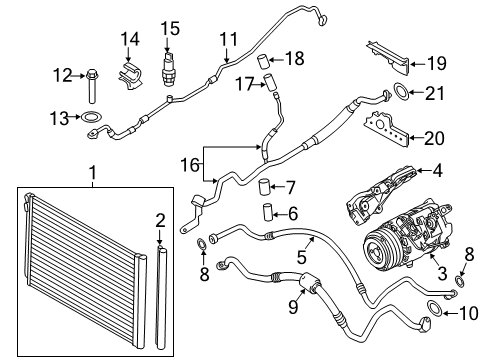 2013 BMW 740Li xDrive A/C Condenser, Compressor & Lines CONDENSER AIR CONDITIONING Diagram for 64509109723