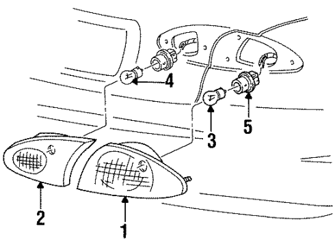 1996 Ford Contour Bulbs Back Up Lamp Assembly Diagram for F5RZ15501BB