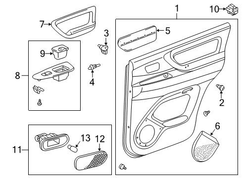 2004 Lexus LX470 Interior Trim - Rear Door Rear Armrest Assembly, Right Diagram for 74250-60022-B2