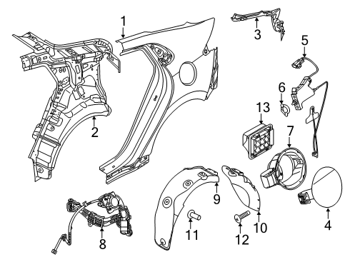 2020 Hyundai Ioniq Fuel Door Rear Wheel Front Piece Guard, Left Diagram for 86823-G2500