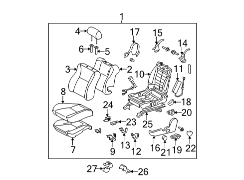 2008 Toyota Solara Front Seat Components Headrest Guide Diagram for 71930-47010-B2